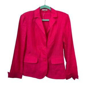 Steilmann Womens 100% Linen Blazer Jacket Fuchsia Pink Size 8 Made in Serbia